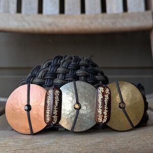 Vintage Wide Braided Belt with Tri Color Metal Belt Buckle